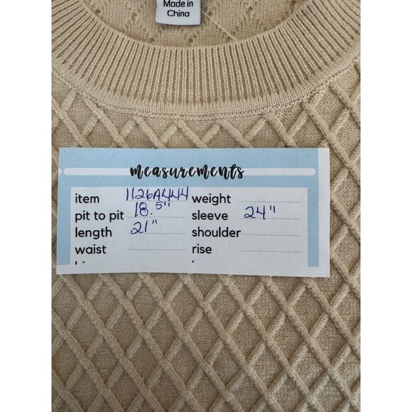 2/$30 Calligraphie M NWOT Beige Knit Sweater Intricate Lace Sleeves - Picture 5 of 13